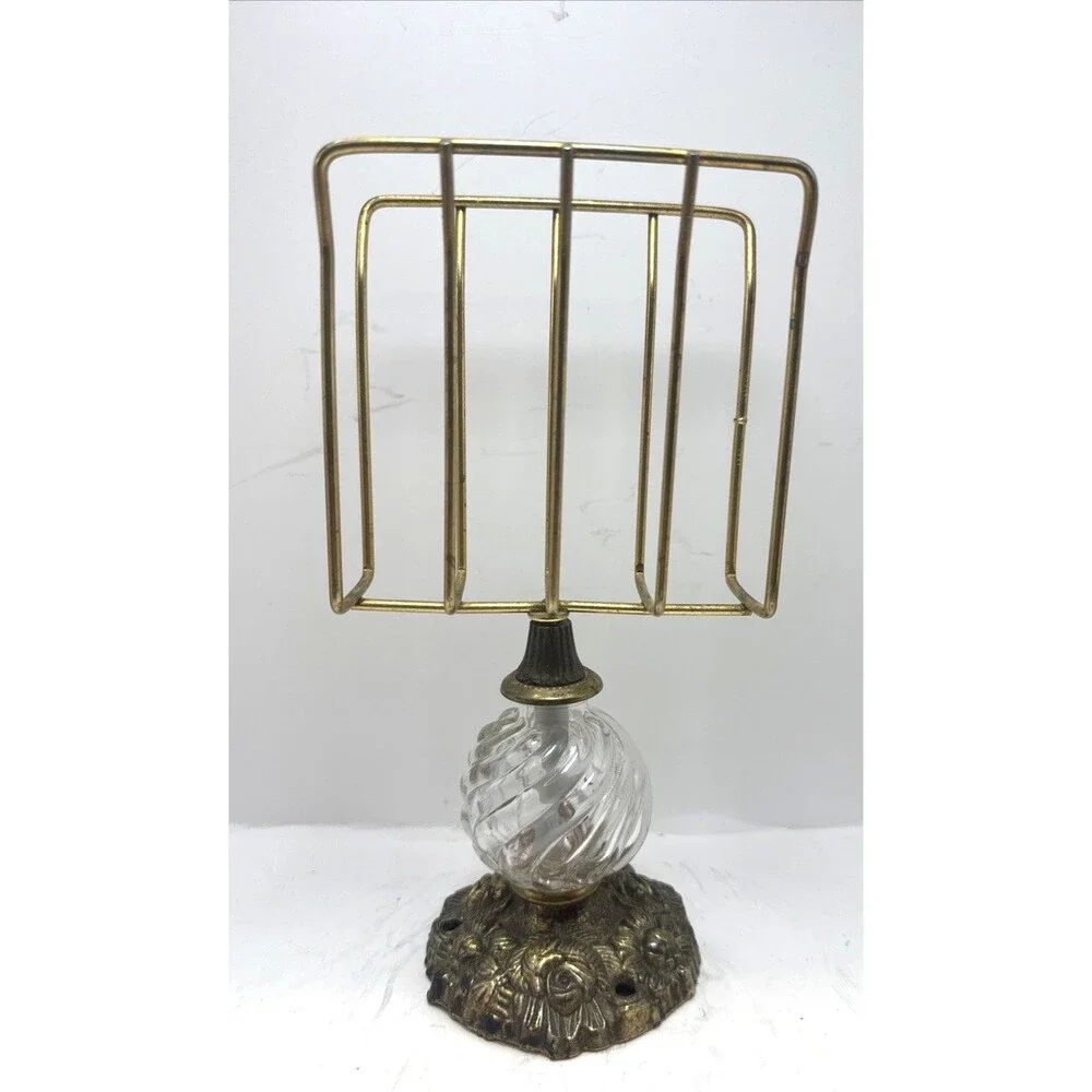 Antique napkin towel mail holder stand metal glass ornate Victorian unique